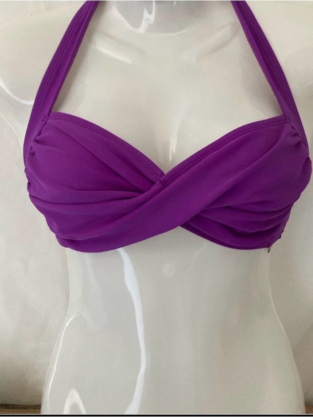 Athletic Works Purple Twist Front Bikini Top M Padded Halter